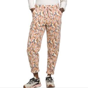 TNF Plus Alpine 100 Pink Moss Green Fleece Abstract Jogger‎ 1X NWT